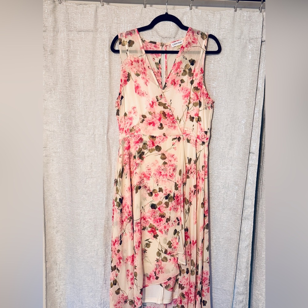 Calvin Klein Pink Floral Midi Dress